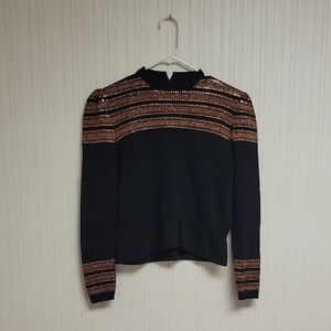 St. John Evening Black Sweater with Gold Stripes, Women's Sz 4